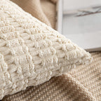 MIULEE Pack of 2 Corduroy Decorative Throw Pillow Covers 12x20 Inch Soft Boho Striped Pillow Covers Modern Farmhouse Christmas Home Decor for Sofa Living Room Couch Bed Cream White