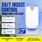 Zaperly 2 Fruit Fly Traps & 10 Adhesive Cartridges, Indoor Plug-in Bug Catcher, UV Light Fly Trap Captures Fruit Flies, Gnats, Houseflies, Moths, and Flying Insects for Kitchen, Bathroom, Plant Areas