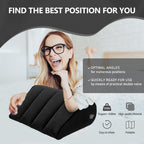 Portable Wedge Pillow Inflatable Cushion - Body Positioners Lightweight Wedge Pillow for Sleeping, Leg Elevation, Use in Bed, Travel, Camping, Fast Inflating Deflation (Black)
