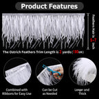 Soarer White Ostrich Feather Trim - 2Yards 5-7inch Feathers Fringe Trim for DIY Sewing Clothing, Dress,Wedding,Christmas Home Party(White)