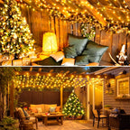 KNONEW 2-Pack Christmas String Lights Indoor Plug in, Total 120FT 360LED Warm White Outdoor Waterproof Fairy Lights,8 Lighting Modes,Timer Memory Function for Bedroom Patio Balcony Party