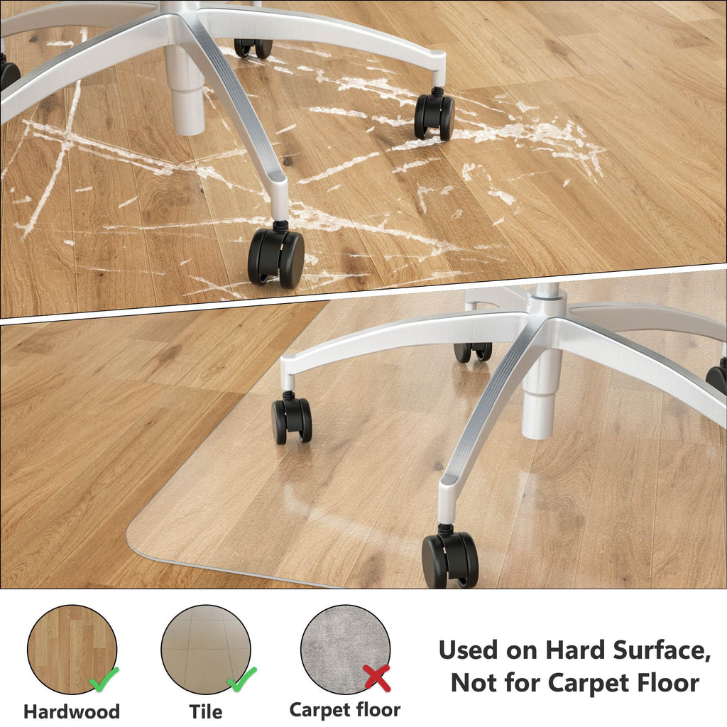 Amyracel Office Chair Mats for Hardwood Floors- 48" x 60" Desk Floor Mat for Hardwood Floors, Easy Glide Desk Chair Mat for Hard Floors, Clear Computer Chair Mat for Home Offices