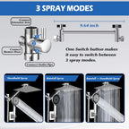 Shower Head,8”Rain Shower Head with Handheld Spray Combo with 11'' Angle Adjustable Extension Arm/Flow Regulator/Shower System,High Pressure Rainfall Shower Head Bathroom,Chrome