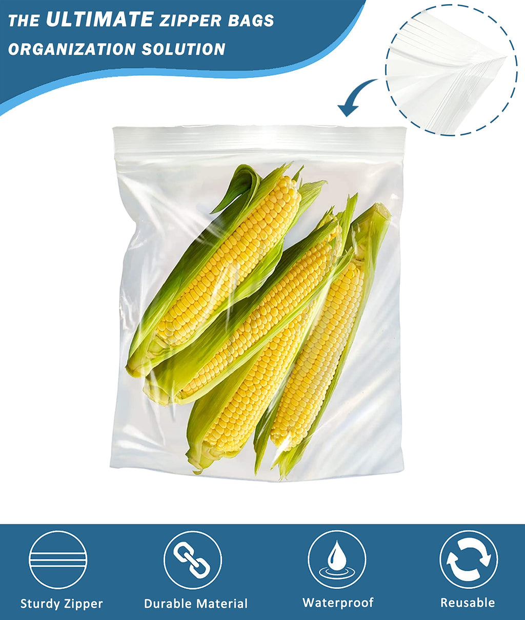 [10 Count] 18'' x 24'' Large 5 Gallon Storage Bags, Extra-Thick Reclosable Zipper Bags for Storage, Food Prep, Moving, BPA-Free, 3.1-mil Thick Plastic Bags for Clothes