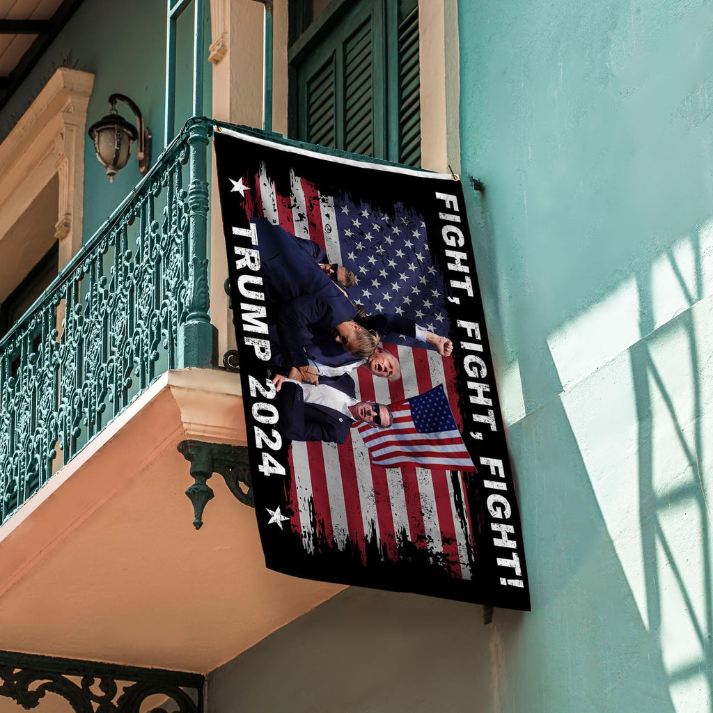 Trump 2024 Flags 3x5 Ft Fight Trump Survived Shot Flag Trump Fist Flag Fight Fight Fight Trump Flag With 2 Brass Grommets for Indoor Outdoor Decorations