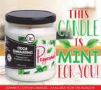 Peppermint Odor Eliminating Highly Fragranced Candle - Eliminates 95% of Pet, Smoke, Food, and Other Smells Quickly - Up to 80 Hour Burn time - 12 Ounce Premium Soy Blend