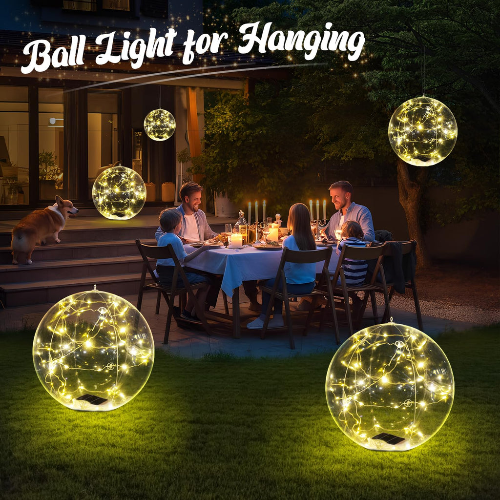 Cootway Floating Pool Lights, 15 Inch Warm White Solar Pool Light that Float, IP68 Waterproof Inflatable Light Up Pool Balls, Float or Hang Solar Floating Lights for Pool, Wedding, Party Decor - 4PCS