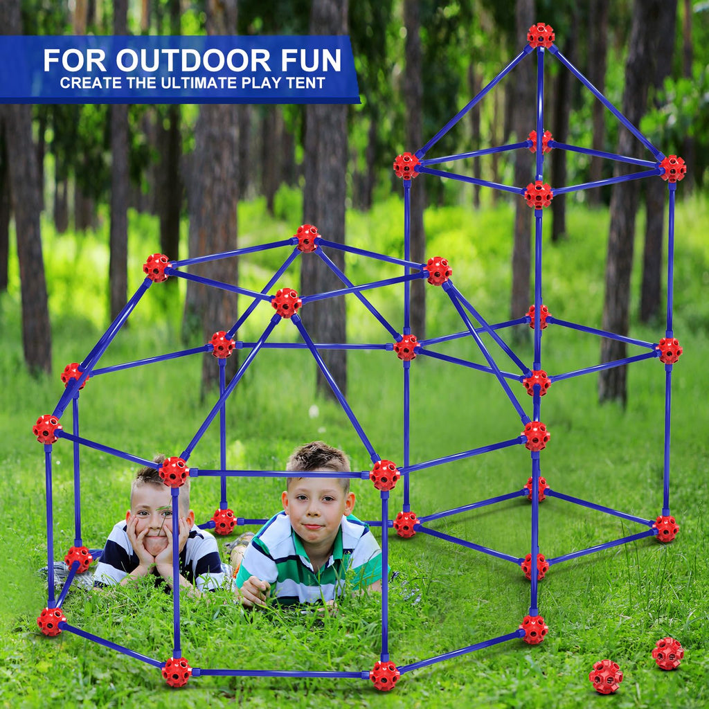 Fort Building Kits for Kids, 140 Pcs Creative STEM Construction Toys for Indoor & Outdoors Activity, Christmas, Birthday Gifts for Boys & Girls Age 4 5 6 7 8 9 10 11 12 Years Old
