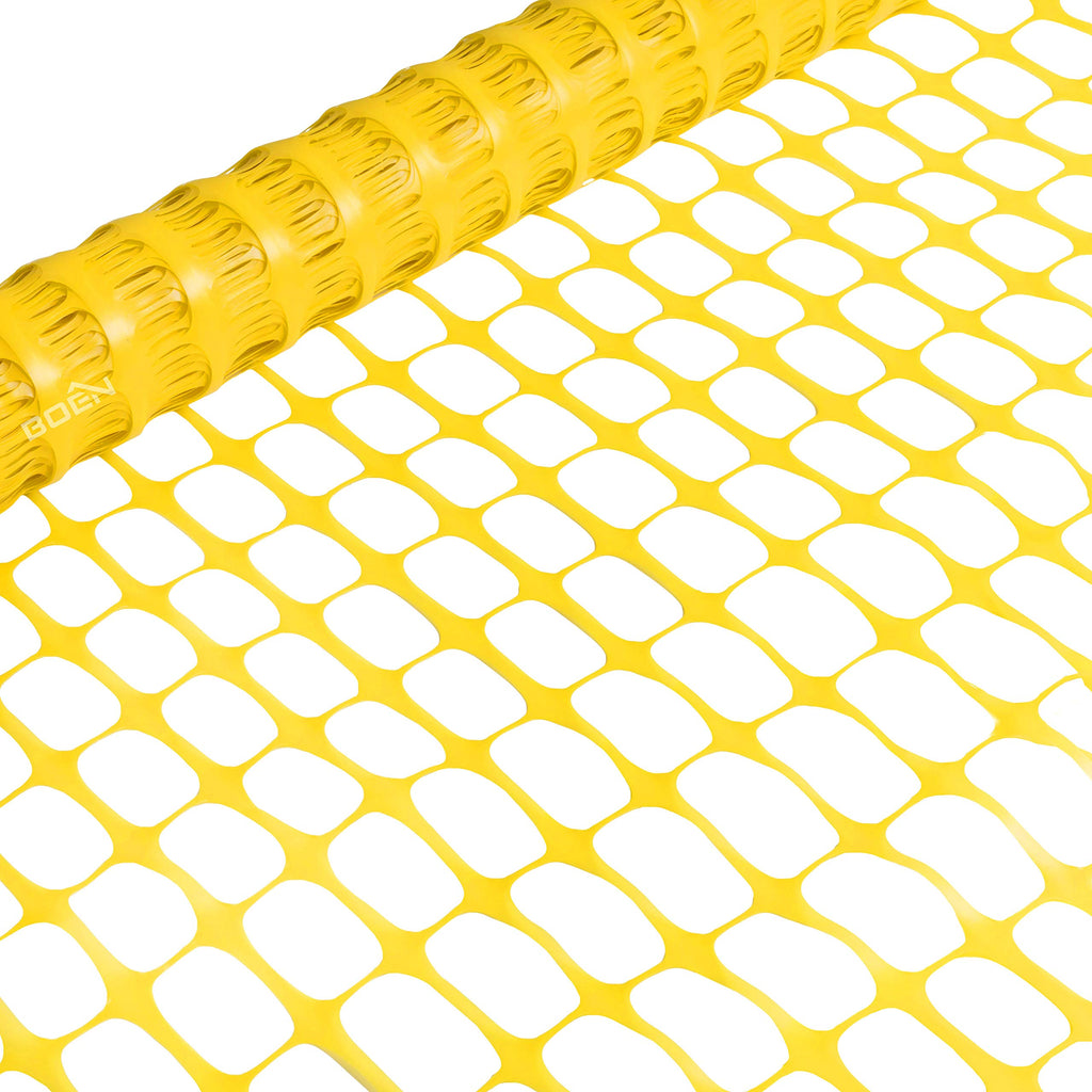 BOEN 4' x 50' Yellow Temporary Fencing, Mesh Snow Fence, Plastic, Safety Garden Netting, above Ground Barrier, for Deer, Kids, Swimming Pool, Silt, Lawn, Rabbits, Poultry, Dogs
