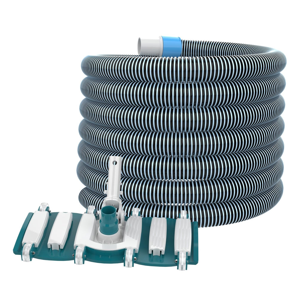 POOLWHALE Professional 1-1/2-Inch x 36-Feet Swimming Pool Vacuum Hoses and Weighted Rotatable Handle Vacuum Head with Wheels, Perfect for Above Ground and Inground Pools