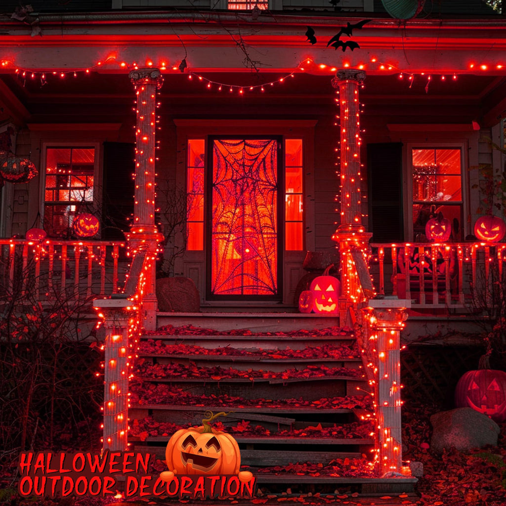 JMEXSUSS 600 LED Red String Lights Indoor Outdoor, Red Halloween Lights Clear Wire, 8 Modes Red Christmas Twinkle Lights Plug in for Christmas Tree Halloween Decorations