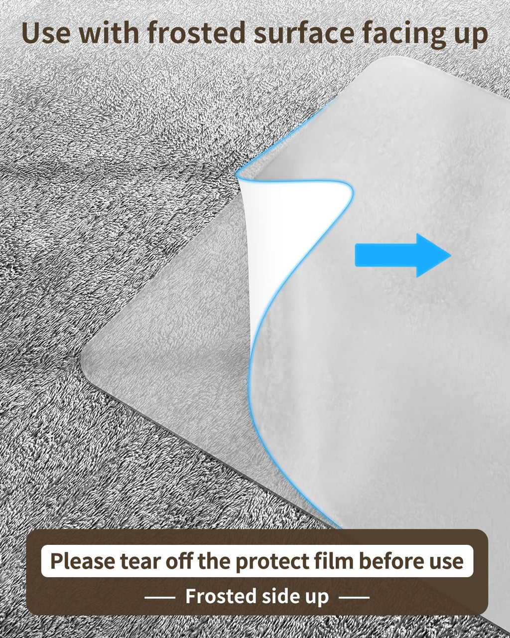 Blvornl Frosted Clear Chair Mat for High Pile Carpet and Hardwood Floor, 34.6"*47.2" Hard Material Chair Mat, Heavy Duty Computer Chair Mats for Rolling Chairs, Desk Floor Rug for Office and Home