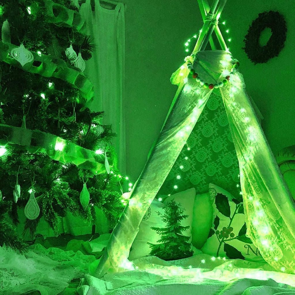 JMEXSUSS 4 Pack 50 LED Green Fairy Lights Battery Operated: 16.1ft Green Halloween Fairy Lights Indoor Outdoor Waterproof - Green Christmas Lights for Bedroom Garden Party Decorations