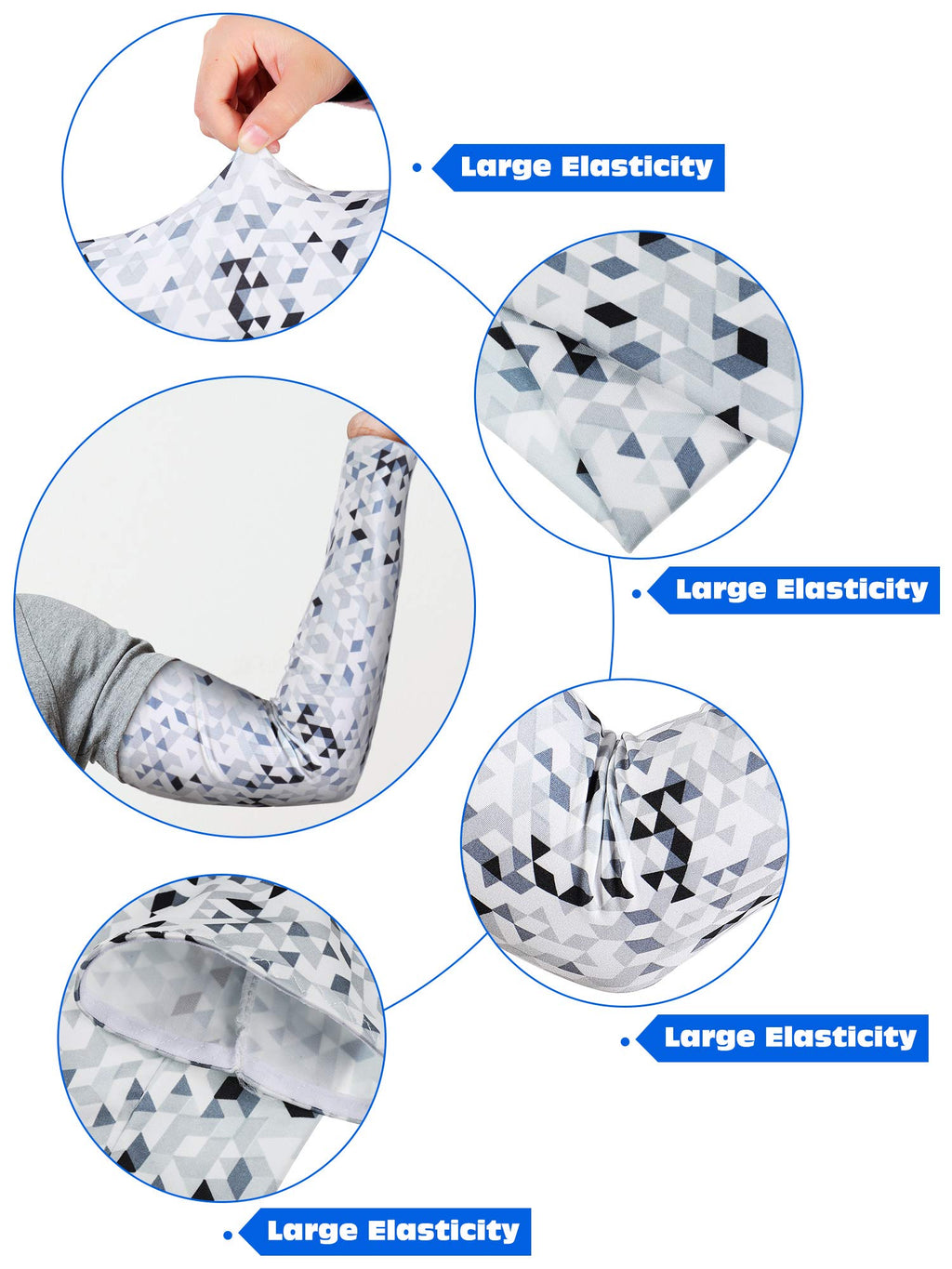 10 Pair UV Sun Protection Arm Sleeves Compression Sports Cooling Sleeves for Men Women Teenager Youth Golf Baseball Basketball Running Outdoor (Blue Series, Novel Camo)