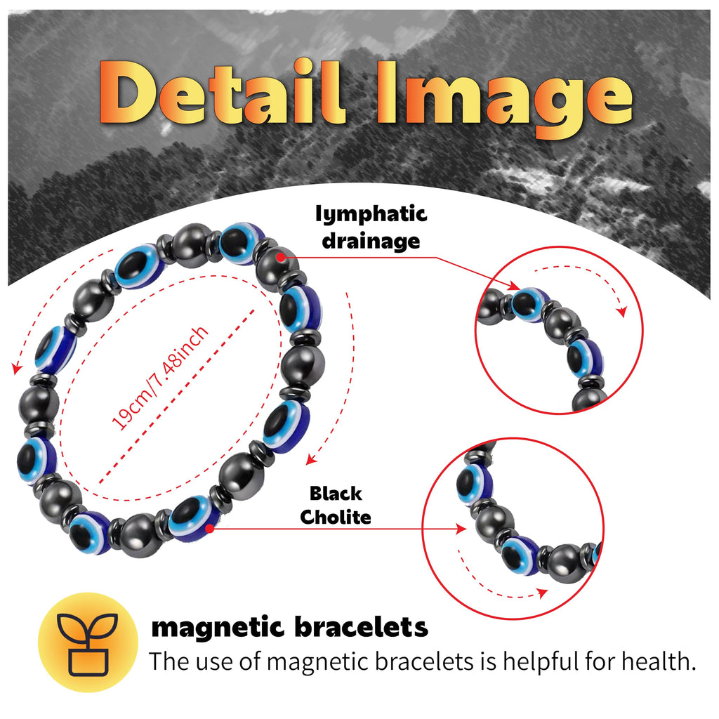 3pcs Adjustable Lymphatic Drainage Magnetic Black Cholite Weighted Bracelet,Weight Loss Bracelets Womens,Hematite Magnetic Therapy Bracelet For Women And Men,Eliminates Swelling Weight-Loss