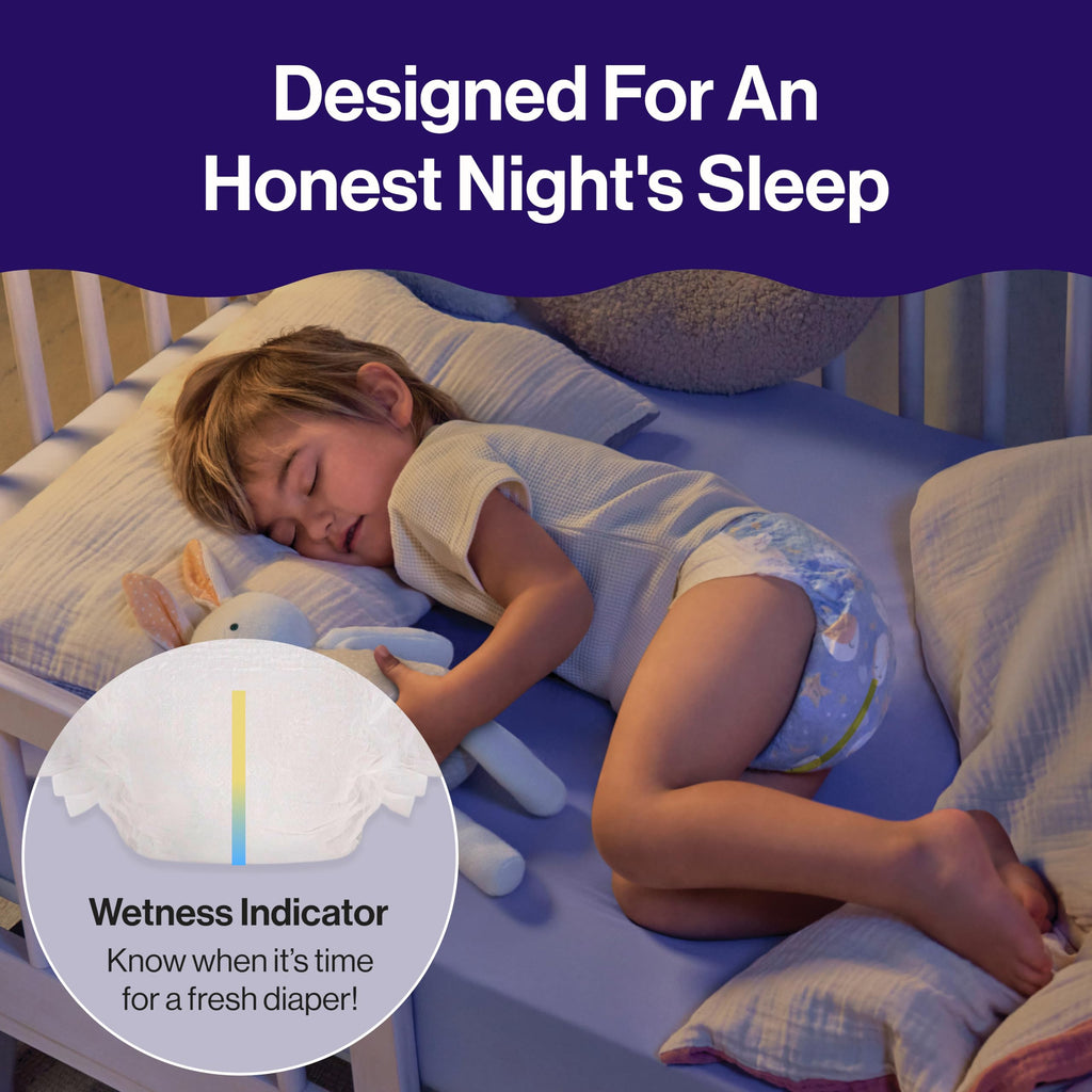 The Honest Company Comfort Dry Overnight Diapers, Up to 12 Hours Protection, Hypoallergenic, Fragrance-Free, Cozy Cloud + Star Signs, Club Box Size 6 (35+ lbs), 34 Count