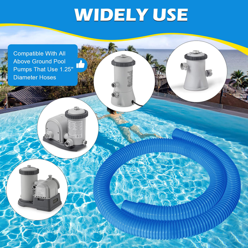 3 Pcs 1.25" Pool Hose, 59" Long Accessory Pool Pump Replacement Hoses, Compatible with All Above Ground Pool Filter Pumps that Use 1 1/4 Diameter Hoses