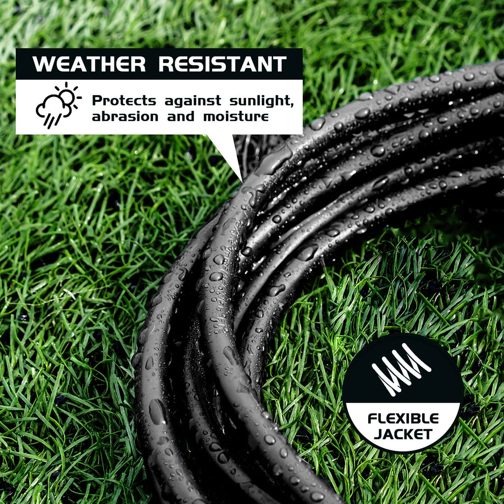 HONDERSON 15FT Outdoor Extension Cord-16/3 SJTW Durable Black Extension Cable with 3 Prong Grounded Plug for Safety,Great for Outside Christmas Decorations