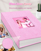 Artfeel Photo Album 4x6 with 300 Pockets,Slip-in Picture Albums,Linen Cover Memory Book with Front Window,White Page Vertical Photo Book for Wedding,Family,Anniversare,Baby,Vacation