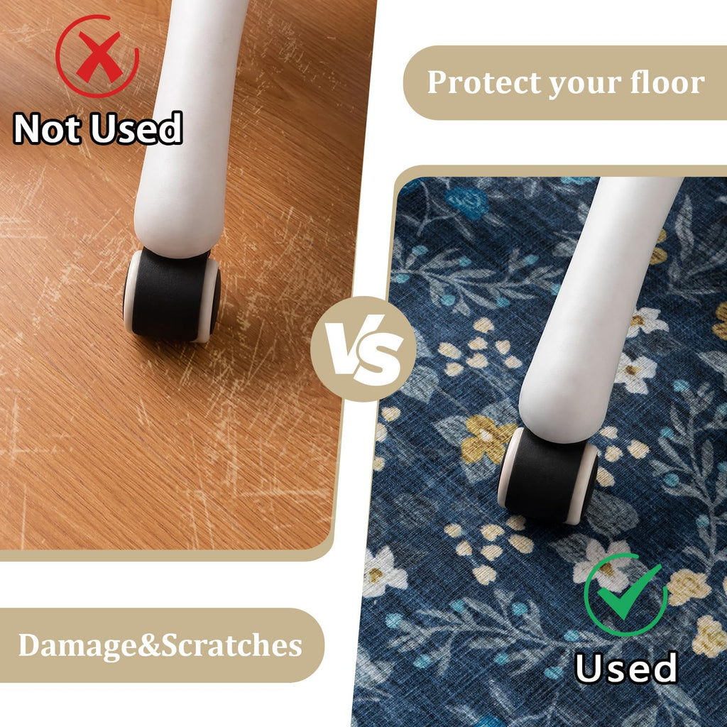chakme Office Chair Mat for Hardwood Floor, 48"x36" Easy Glide Computer Desk Mat Protector for Rolling Chair Under Desk Rug Nonslip Backing, Machine Wash, (Floral)