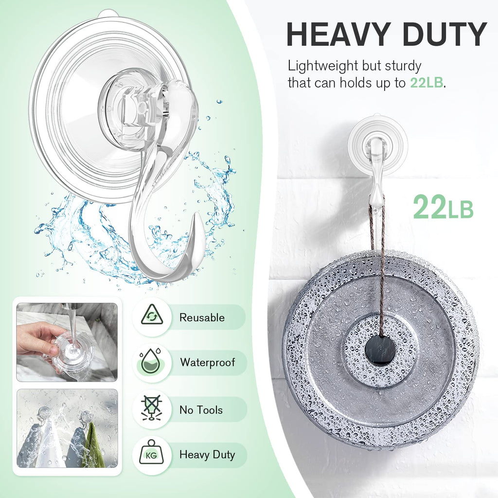 VIS'V Wreath Hanger, Large Clear Heavy Duty Suction Cup Wreath Hooks with Wipes 22 LB Removable Strong Window Glass Door Suction Cup Wreath Holder for Halloween Christmas Wreath Decor - 6 Pcs