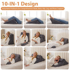 3PCS Wedge Pillow for Acid Reflux Relief, Adjustable Wedge Pillow Headboard, Bed Wedges Pillow for Back Pain Relief, Sleeping, Post Surgery, Back Support Pillows for Sitting Up, Snoring, Plush Grey