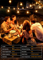 Brightown 58FT 26LED Solar String Lights Outdoor with Remote & USB Port, Shatterproof Bulbs, Dimmable & Timable, 3 Modes, Patio Lights Solar Powered with Mount Clips for Camping Backyard Garden Decor