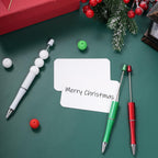 jiebor 30Pcs Christmas Beadable Pens Plastic Bead Pen Black Ink Ballpoint Pens DIY Pens Cute Cool Pens for Christmas Students Teacher Gift Office Supplies
