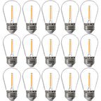 FLSNT 15 Pack Outdoor LED Replacement Bulbs for String Light, S14 LED Hanging Light Bulbs for Patio, Garden, E26 Base, 2200K Warm White, Non-Dimmable