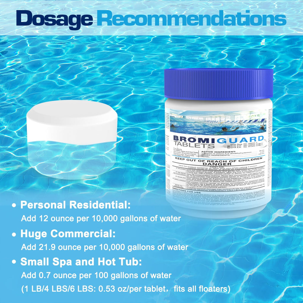 Bromine Tablets for SPA Hot Tub 1lb Brominating Tablets Booster Eliminates Bacteria Algae Soft Water Feel No Chlorine Odor Chemical Sanitizer Chlorine Alternative
