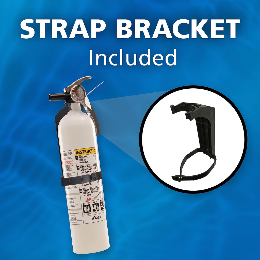 Kidde Mariner 110 Marine Fire Extinguisher for Boats, 1-A:10-B:C, 3.9 Lbs., Coast Guard Approved, Strap Bracket (Included), White, 2 Pack