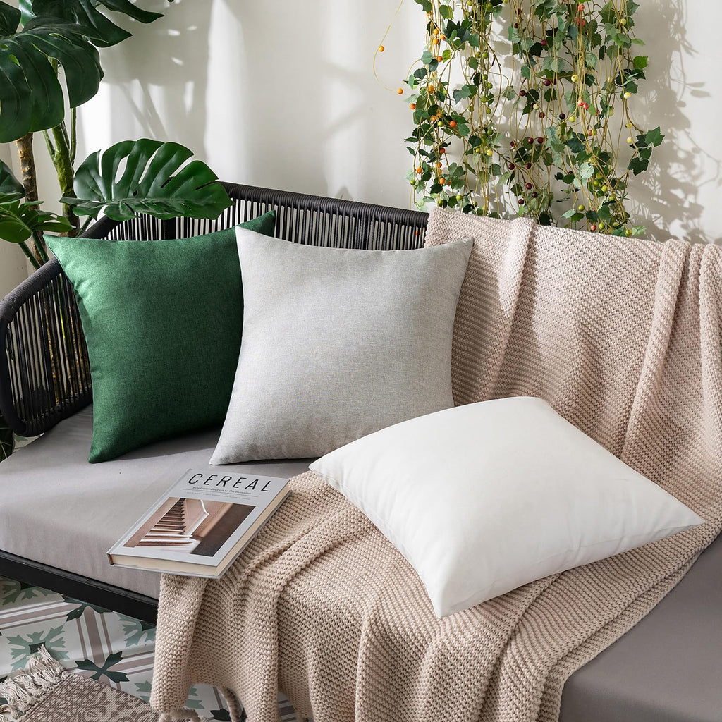MIULEE Pack of 2 Christmas Spring Decorative Outdoor Solid Waterproof Throw Pillow Covers Polyester Linen Garden Farmhouse Cushion Cases for Patio Tent Balcony Couch Sofa 12x20 inch Emerald Green