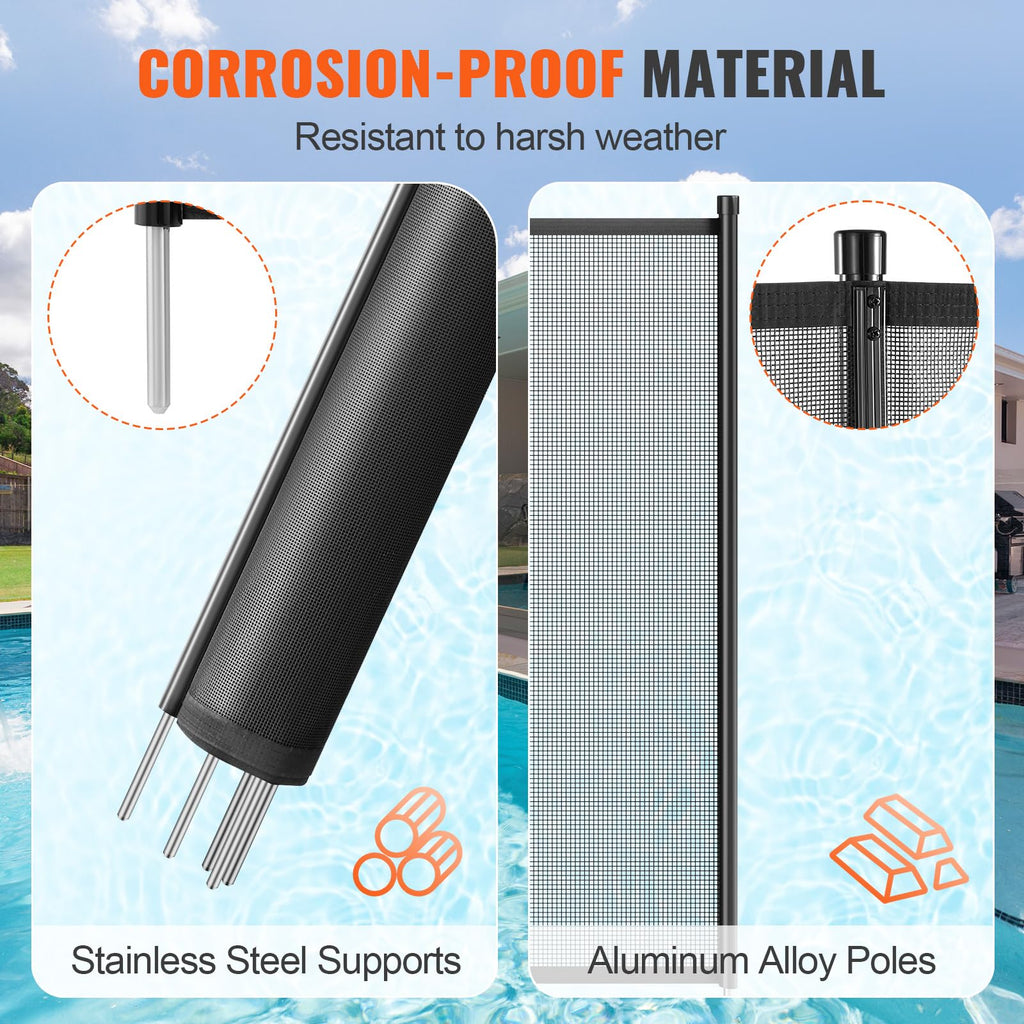 VEVOR Pool Fence, 4 x 12 FT Pool Fences for Inground Pools, Removable Pool Fencing, Easy DIY Installation Swimming Pool Fence, 340gms Teslin PVC Pool Fence Mesh Protects Kids and Pets