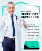 MZYENU Gel Seat Cushion, Cool Chair Cushion for Office Chairs, Driving Car Cushion Breathable, Wheelchair Cushions for Pressure Relief, Back Pain for Seat Cushions, Chair Pad with No-Slip Cover