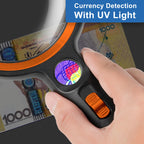 Magnifying Glass with 30 LED Lights, 10X 20X 45X Handheld Illuminated Lighted Magnifier with 1UV Light for Seniors Reading, Inspection, Coins, Jewelry, Exploring Light Magnifying Glass (Orange)
