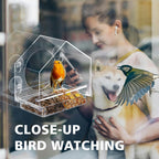 Window Bird Feeder with 4 Extra Strong Suction Cups,Clear Bird House Window for Outdoors, Transparent Bird House for Viewing Wild Bird Outside, Birds Watching Gift for Elderly,Kids, and Garden Decor