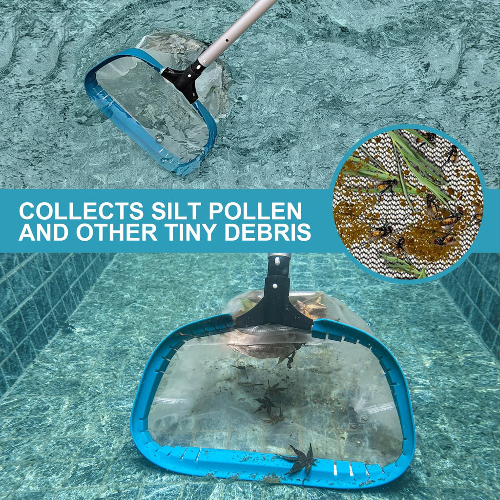 17.5" Heavy Duty Ultra Fine Mesh Pool Pollen & Sand Skimmer Rake, Aluminum Frame Deep Nylon Net, Pool Net for Above Ground & In-ground Swimming Pools (No Pole)