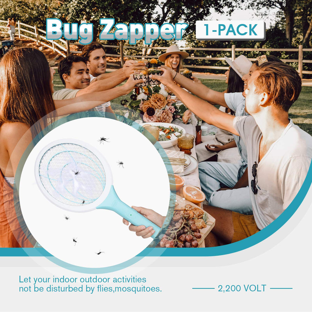 mafiti Electric Fly Swatter Fly Killer Bug Zapper Racket for Indoor and Outdoor 2AA Batteries not Included