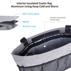 Dotday Walker Bag with Cooler Bag, Water Resistant Storage Bag Walker Accessories with Temperature Controlled Pocket for Seniors, Walker Bag Fit for Walkers, Rollator, Wheelchair & Scooters-Grey