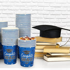 Whaline 100Pcs Graduation Disposable Cups Class of 2024 Congrats Grad Paper Cups Graduation Hat Stars Graduation Party Drinking Cups for Hot Drinks Cold Beverage Graduation Party Supplies, 9 Oz