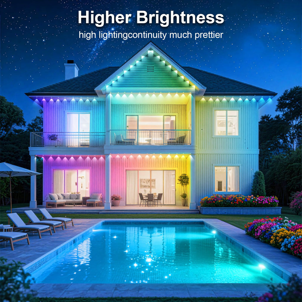 CETELUMA 400Ft Permanent Outdoor Lights for House Waterproof, IP67 LED Eave Lights with App/Remote Control, Outdoor Permanent led Lighting for House Roof Decor,Christmas,Party,All Holiday and Daily