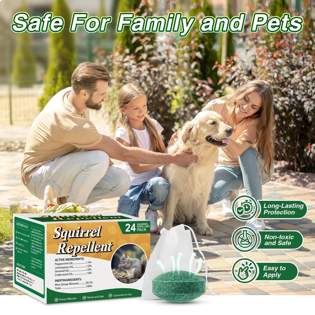 Pblovylu 24 Pack Squirrel Repellent Balls, Peppermint Oil Squirrel Deterrent for Groundhog Outdoor & Attic Use Squirrel Repeller for Garage, Garden, Safe for Family & Pets