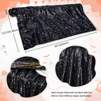 QueenDream Seamless Sequin Tablecloth 90x132 Inch Black Rectangular Tablecloth for Christmas Wedding Birthday Halloween