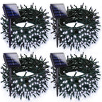 4pk Cool White Solar Christmas Lights Outdoor Waterproof, 400LED 132FT Solar Powered LED String Lights Green Wire with 8 Modes, Solar Fairy Lights for Xmas Tree Party Wedding Garden Fence Decorations