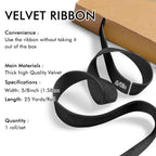 Black Velvet Ribbon 5/8'' 25 Yards for Christmas Tree, Gift Wrapping, Flower Bouquet, Wreath Decorations, Bow Making