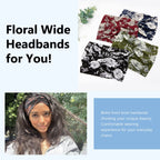 Tobeffect Wide Headbands for Women, 7'' Floral Printed Turban Headband Boho Hairband Twist Hair Accessories, 6 pack