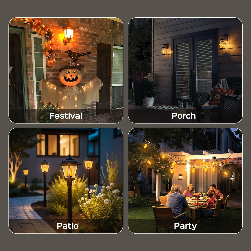 Hompavo Gen2 LED Flame Light Bulbs, Like Real Fire 4-Mode Flickering Light Bulbs with Upside Down Effect, E26 Flame Bulb for Halloween Christmas Party Patio Porch Home Indoor & Outdoor Decorations, 4