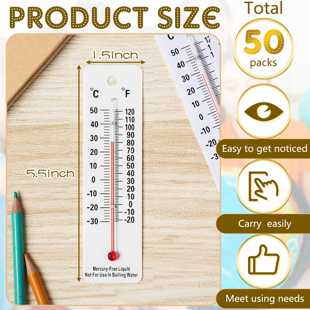 Maitys 50 Pcs Student Thermometers Mercury Free Science Thermometer School Supplies Boiling Point Thermometers for Classroom Teaching Tools