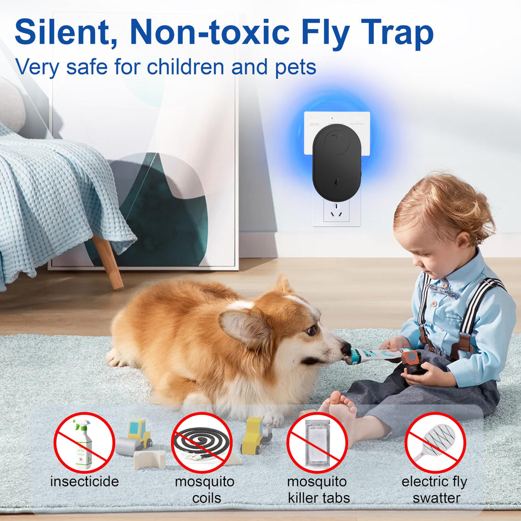Flying Insect Trap, Insect Catcher, Indoor Fly Trap with 6pcs Fly Trap Refill, Fruit Fly Traps for Gnat, Moth, Mosquito, Bug Light Plug in Insect Killer