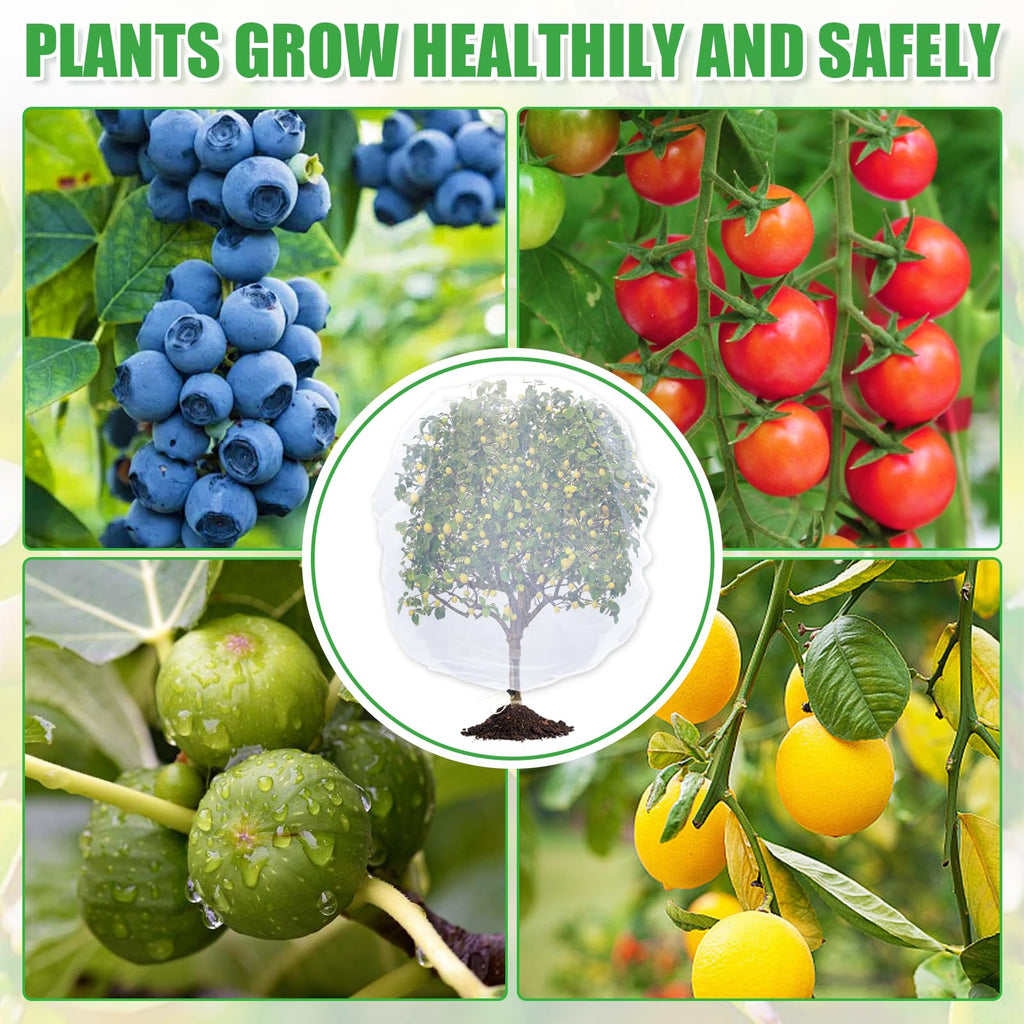 4 Pack Insect Bird Netting Cover - 4.6x6FT Garden Netting Blueberry Bushes Plant Covers with Drawstring, Fine Mesh Net for Protecting Lemon Orange Large Fruit Tree from Barrier Squirrel Deer